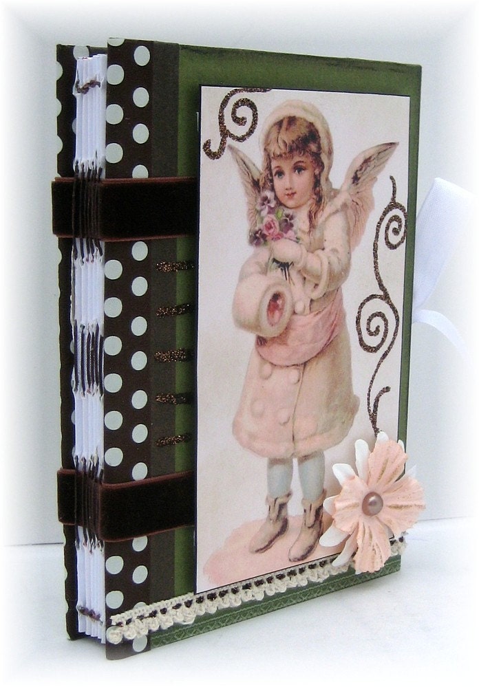 Scrapbook, Photo Album, Smash Book, Shabby Pink Christmas Angel