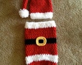 Santa Cocoon and Hat - Crochet - sizes 0-6 months - newborn photography prop
