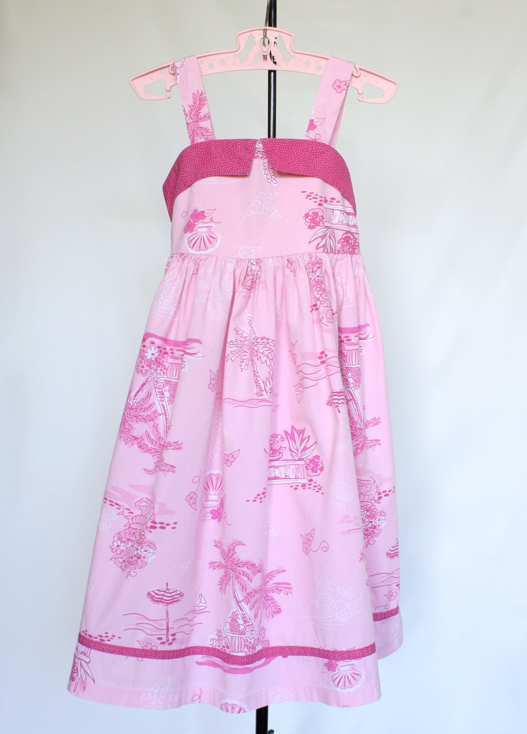 Vintage Girls Sun Dress, Pink Sun Dress