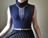 Silver Blue Ombre Waterfall Chain Multi Strand Necklace
