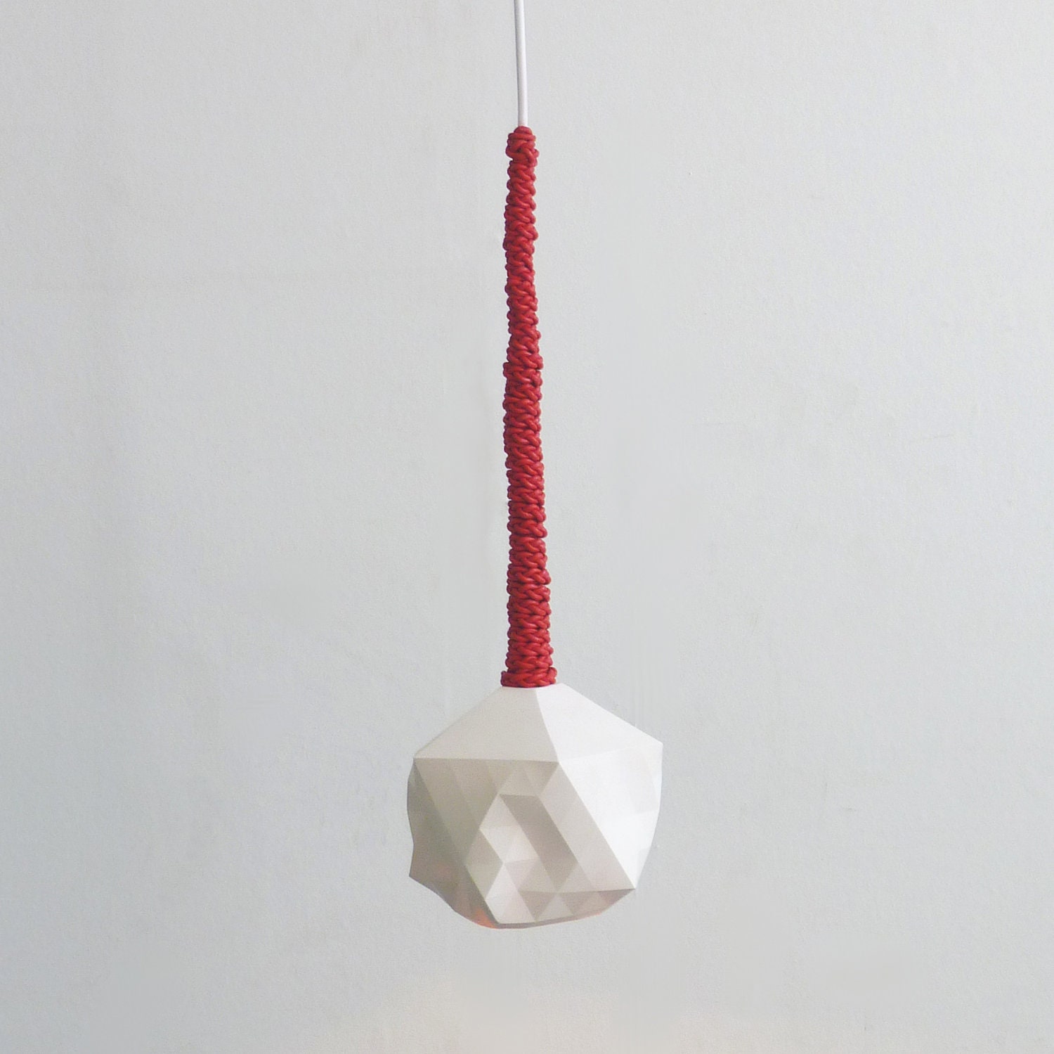 Faceted Globe Pendant Light - Leather Braided