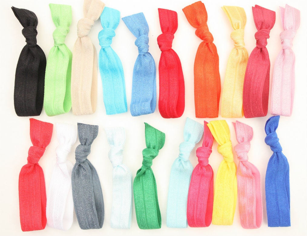 Ribbon Hair Tie Bracelets Grab Bag (15) Yoga Hair Elastics - Emi Jay Like Cloth Hair Bands, Double as Bracelets - Women's Hair Accessories