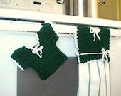 Crochet Prairie Dress Hot Pad and Dish Towel Holder Set - Adorable Prairie Themed Kitchen Accessories