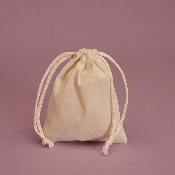 12 Muslin Cotton Favor Bags with Drawstring, Favor Bags