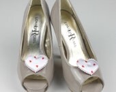 Red and White Love Heart Shoe Clip, Red and White Heart Shoe Clips, Red Wedding Accessories Shoes Clip, Heart Clip Shoes