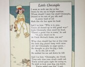 Vintage Illustration Children's Art / French Folk Nursery Rhyme Art / Little Christophe and La Palisse / Nursery Art / Home Decor / Beach