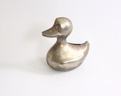 metal duck coin bank // vintage metal toy bank // animal children's bedroom decor