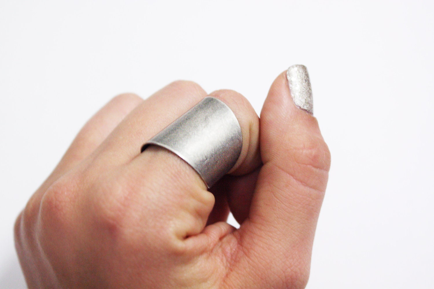 Antique Silver Tube Ring - wide band ring - adjustable ring Vintage Silver