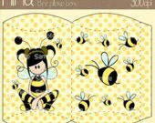 Cute bee pillow box Nina dolls (0110) digital printable gift boxes