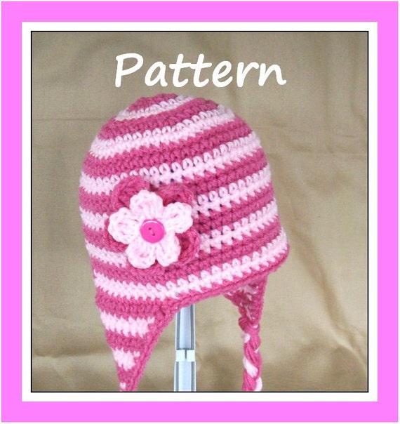 Items similar to PDF Crochet Pattern for Striped Earflap ...