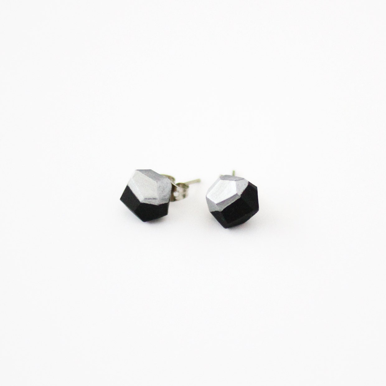 black silver dipped earrings