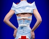 L PVC nurse 13" mini skirt  (production sample)
