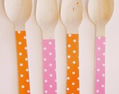 Hot Pink and Orange Polka Dot Wooden Forks or Spoons - Set of 20 Il_170x135