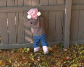 Winter kids hat 2 years and up pink and white with pom poms photo prop baby hat