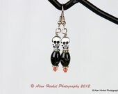 Creepy Spooky and Cute Skull Earrings black and white Halloween by Bridget Blue