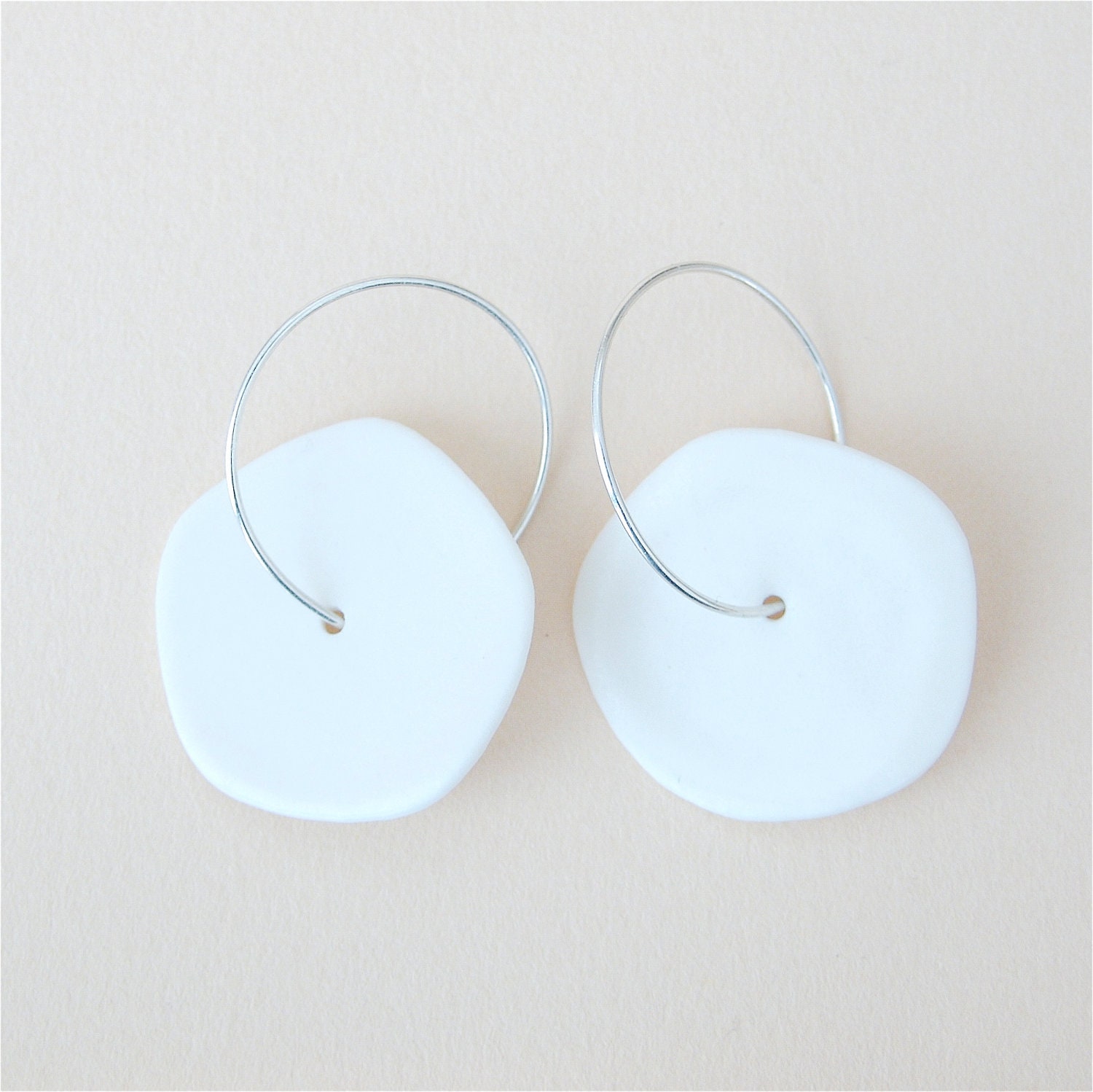 E s t e r - Ceramic jewelry - Flowers porcelain earrings & sterling silver hoop earrings - Hanae Collection