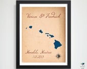 Vintage Nautical Custom Wedding State / Country Map Guestbook / 1st Anniversary / Bridal Shower Present  / Destination GuestBook 16x20