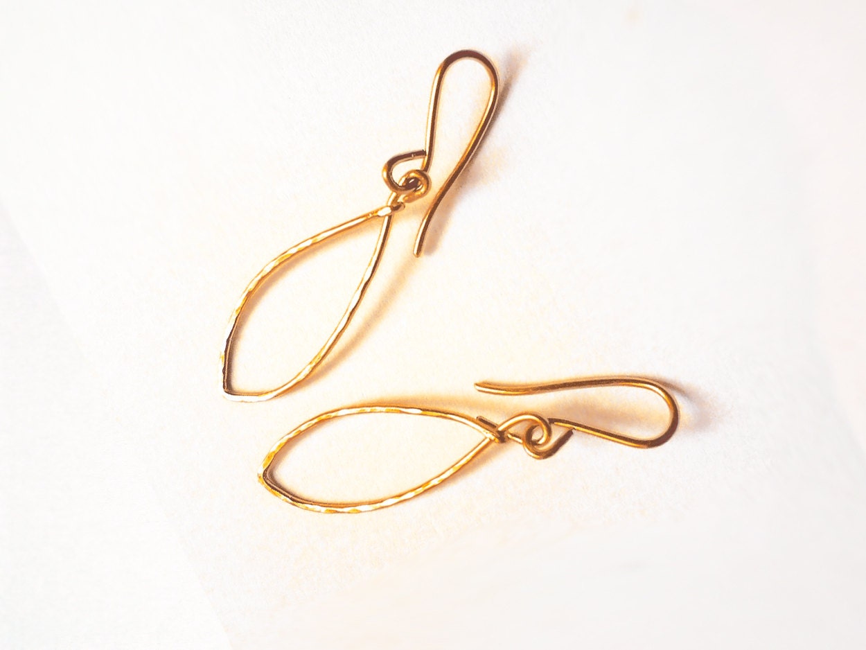 Open leaf earrings, spring, woodland , 14K Gold filled or Pure silver, hoop, drop, gift,Dangle