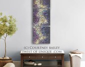 Textured Abstract Painting , CUSTOM  3 square abstract wall art, Large abstract art, -Purple, dark blue, black, yellow, gold, mauve