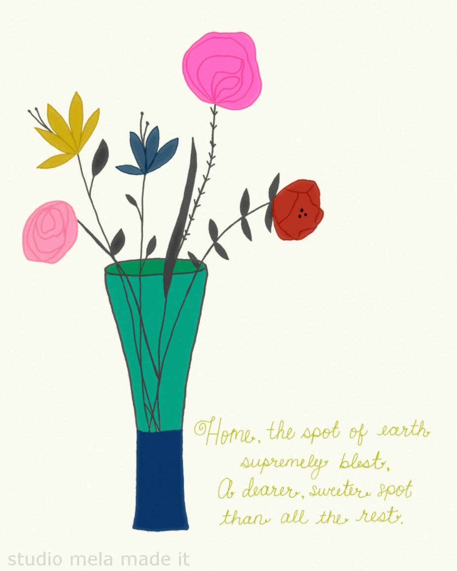 digital print, quote art, garden, art print, poster, home library, gardener, girl, mom, floral illustration, flowers  - BLOOM BLOOM