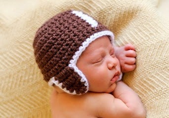 Hat CROCHET PATTERN Football Baby Girl Boy in 5 sizes 0 to10 years Hat ONLY