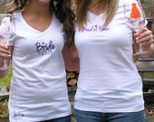 Bride, Maid of Honor and Bridesmaid tshirts.  Personalized with name or date.  Bridesmaid gift shirts, sparkle, glittery, bling purple