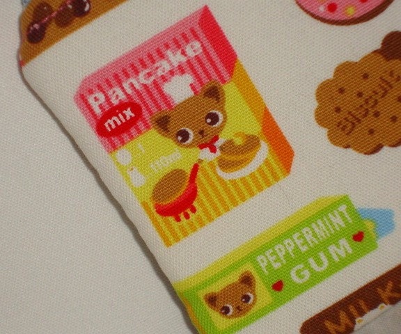Medium Padded Zippered Pouch -- Kawaii Kitties, Chihuahaus and Sweets on White