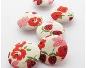 Vintage Fabric Covered Shank Buttons - 6 Buttons