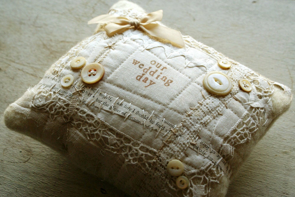 Custom Personalized Vintage Lace Wedding Ring Bearer Pillow -- Handmade in Ireland