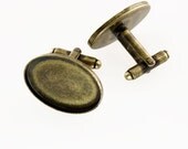 Mens Cufflinks, Photo Cufflinks, Photo Cuff Links - DIY Cufflink Blanks, Cuff Link Blanks - ANTIQUE BRASS - Great For Photos & Resin