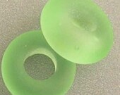 2 Green Beach Glass Lampwork 5mm MTO BHB Universal Beads