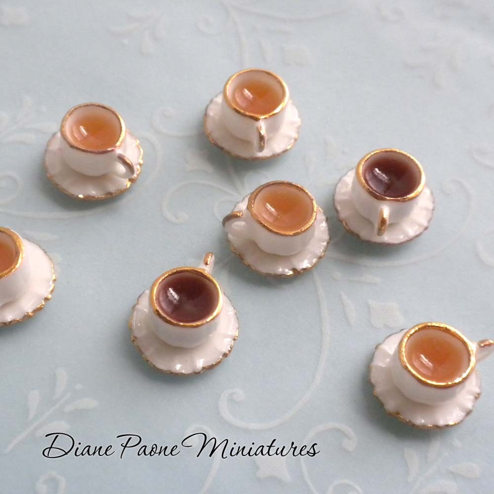 2 Cups of TEA - Dollhouse Miniature Food by IGMA Artisan Diane Paone