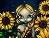 Leo astrological lion sunflower sign fairy art print by Jasmine Becket-Griffith 8x10