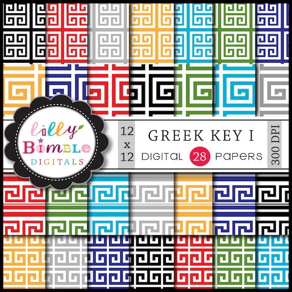 Greek Key digital papers for card design, scrapbooking, Commercial and Personal Use Il_570xn