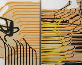 Original Paintings Abstract Acrylic Mixed Media Art Diptych by Aisyah Ang Size 20x40 inches