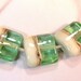 RESERVED for KAREN Mint Mojito - Handmade Lampwork Glass Beads - Square Pillow Shaped Lampwork Bead Set of 3