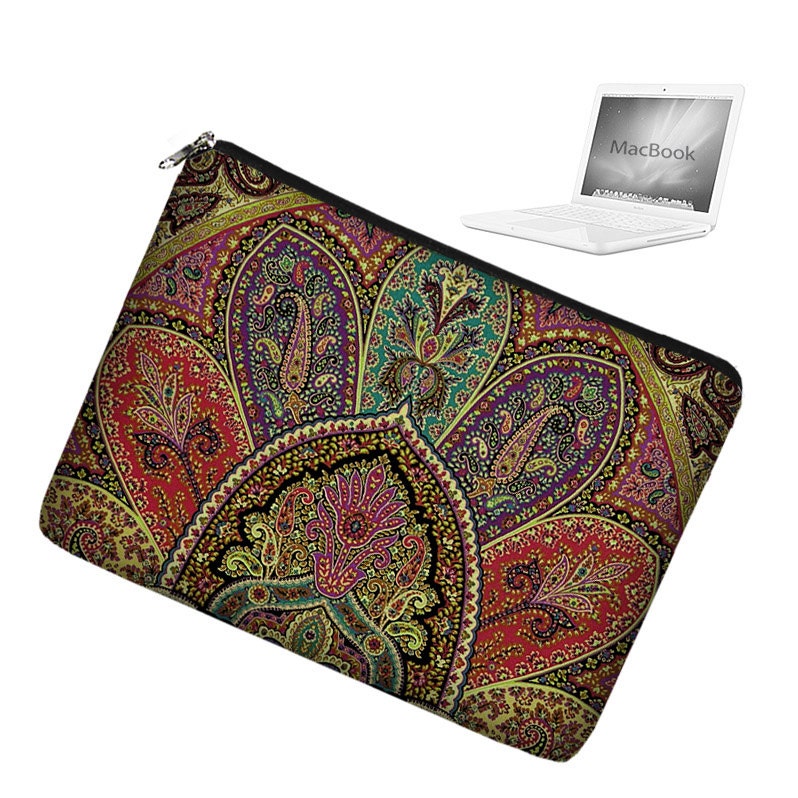 CLEARANCE 13 inch Laptop Sleeve Macbook Pro 13 Case Zipper Paisley purple teal red (RTS)