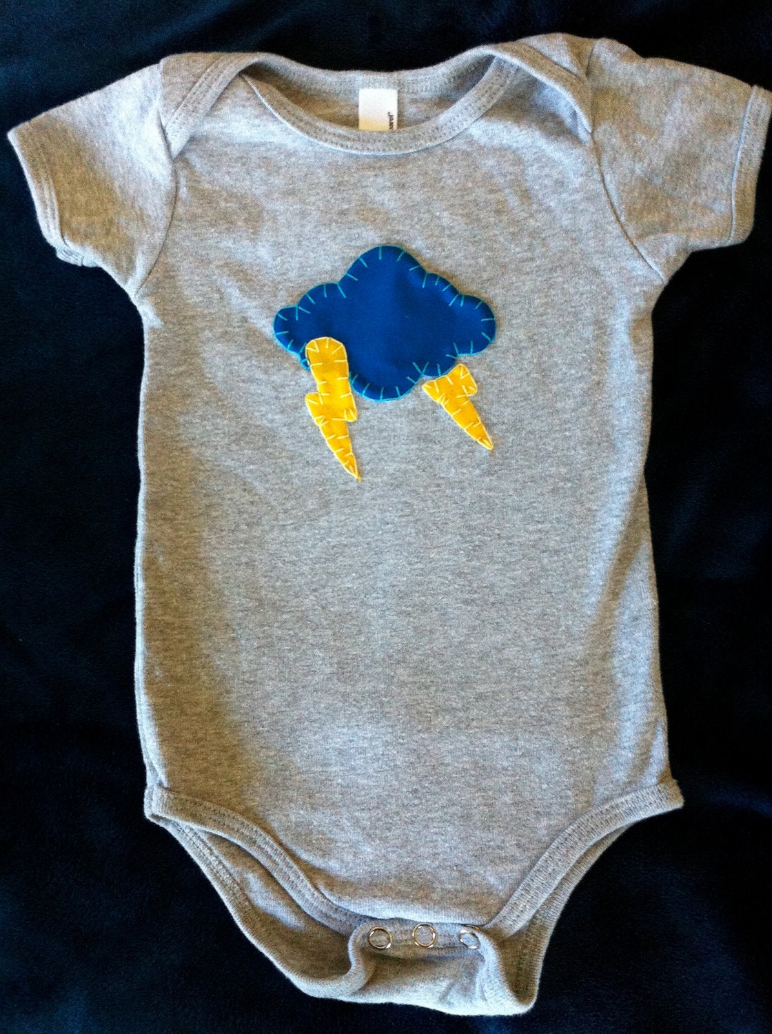 Stormcloud Onesie with Lightning Bolts, 6-12 months American Apparel