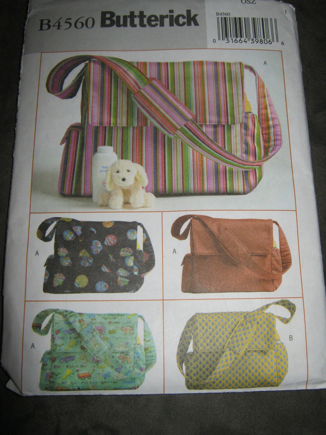 Buttericks 4560 Diaper Bag Pattern Messenger Bag Style DIY Uncut