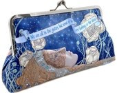 Printed Romantic Oscar Wilde LARGE clutch in dupion and printed satin. Unique, designed by Baba Studio.