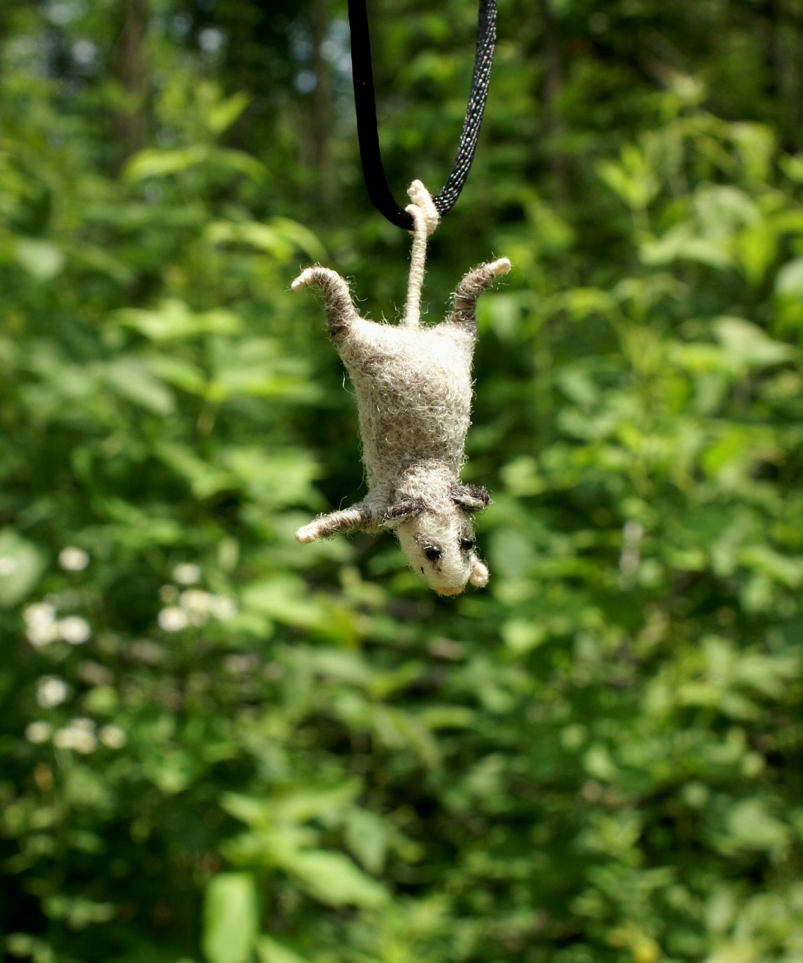 Tiny Possum Necklace - needle felted