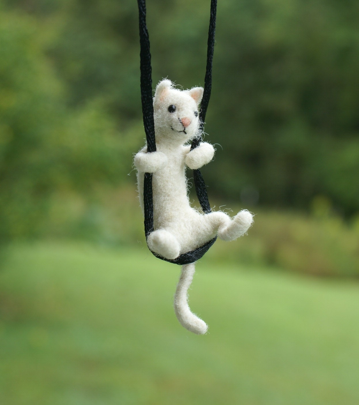 Tiny Cat Necklace - needle felted