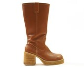 90s FRYE Dorian Platform Boots / Knee High Zip Up / Women's sz 7.5
