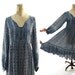 60s Indian Cotton Gauze Peasant / Hippie / Bohemian / Festival Dress in Shades of Blue