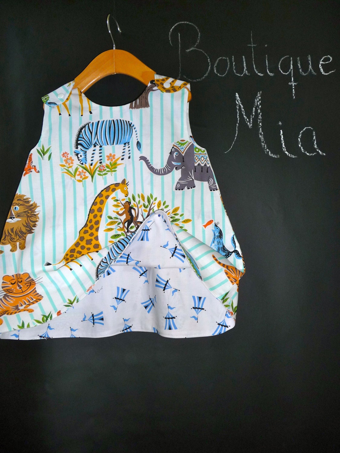 Reversible Swing Top - Michael Miller  - Circus - Pick the size Newborn up to 8 Years by Boutique Mia