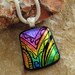 Dichroic Fused Glass Hand Etched  Pendant, Fused Glass Pendant -Mardi Gras