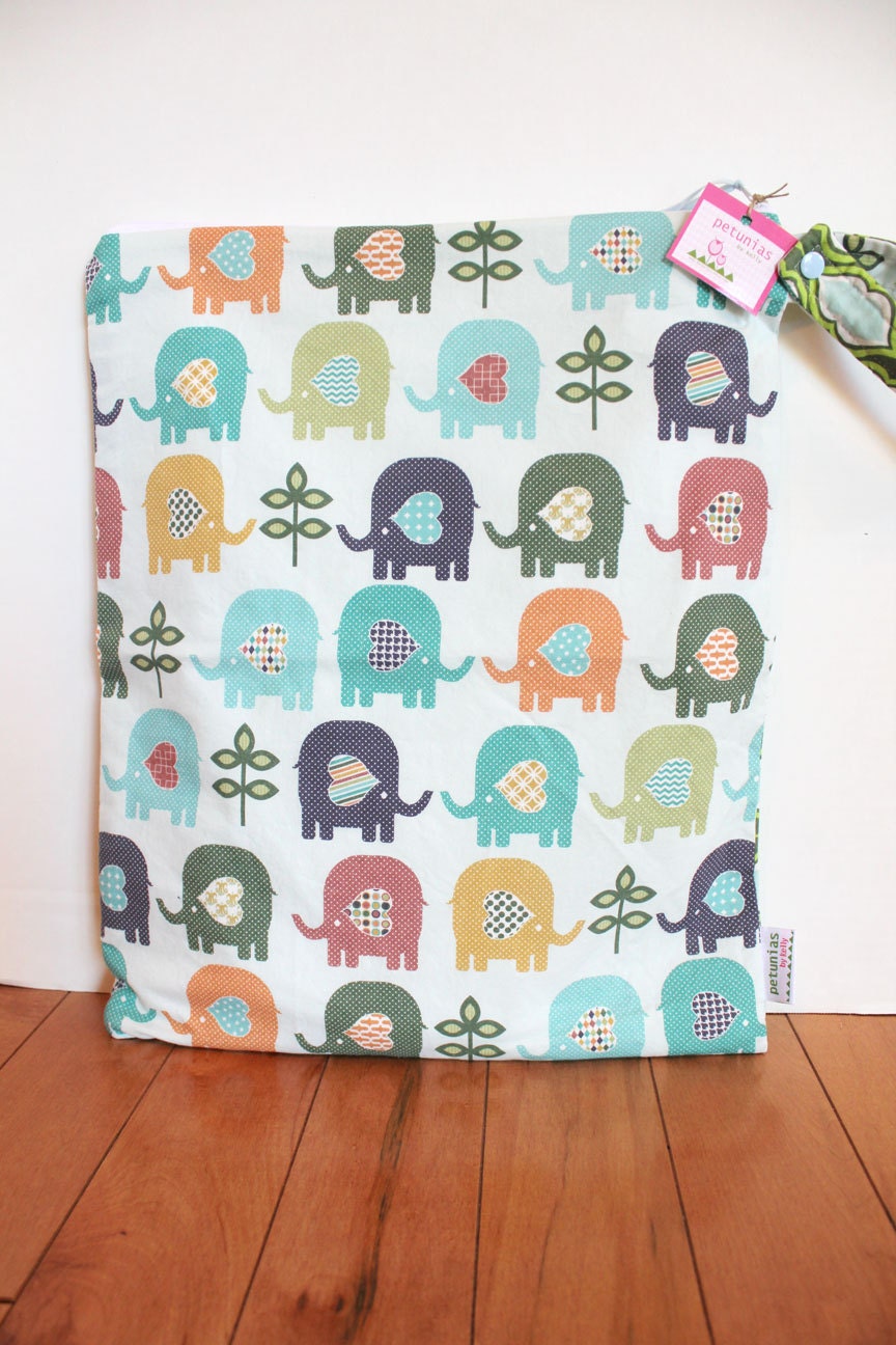 The Elephant ICKY Bag XL - wet bag wetbag snap handle waterproof baby gift gear toddler cloth diaper accessories makeup travel eco friendly