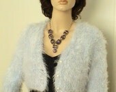 Bridal Bolero Cardigan Sky Blue Angora-Mohair   hand knit inspired by Royal Wedding Kate Middleton wedding dress