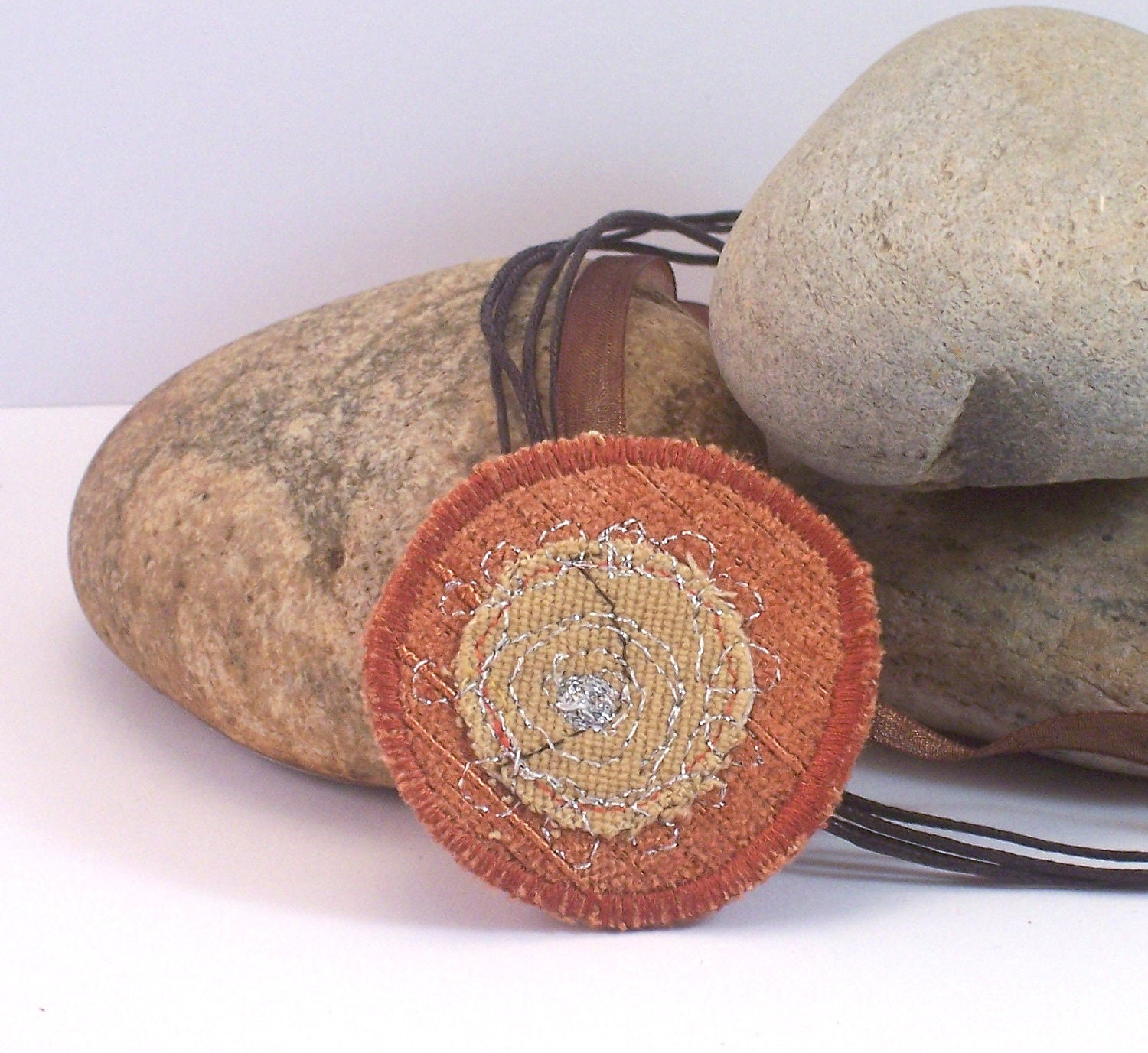 Textile art necklace - EK12
