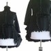 Asymmetric Floral Ruffled Sweater Small S Petite Recycled Eco Friendly Womens Handmade Fashion Black Merino Wool
